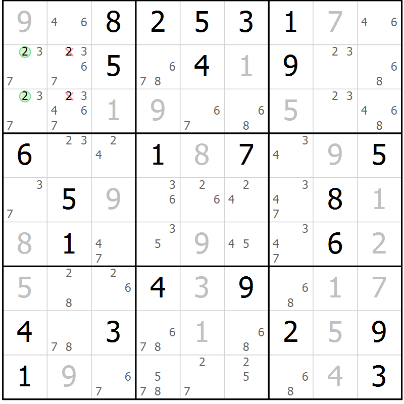 Position des candidats pour la solution de la Gr 71 page 73 du magazine de sudoku Expert n° 019