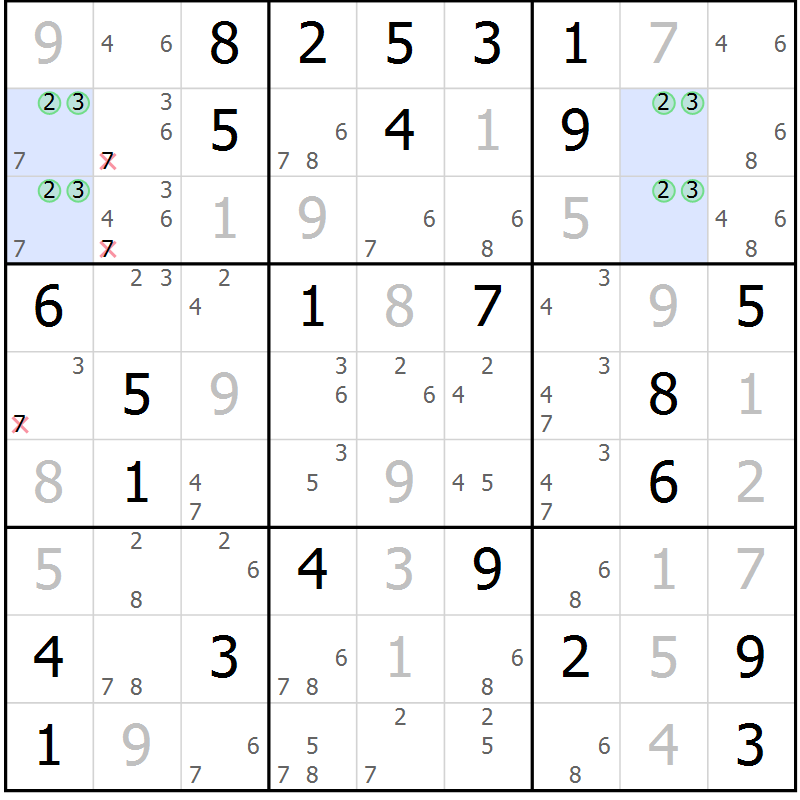 Position des candidats pour la solution de la Gr 71 page 73 du magazine de sudoku Expert n° 019