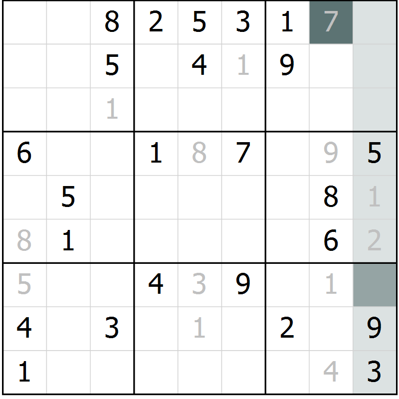 Position des candidats pour la solution de la Gr 71 page 73 du magazine de sudoku Expert n° 019