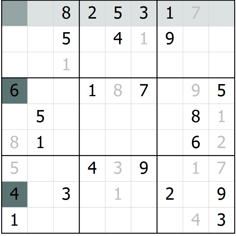 Position des candidats pour la solution de la Gr 71 page 73 du magazine de sudoku Expert n° 019