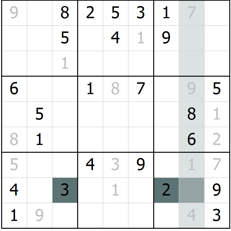 Position des candidats pour la solution de la Gr 71 page 73 du magazine de sudoku Expert n° 019