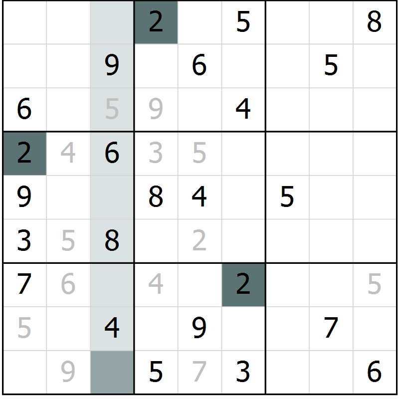 Position des candidats pour la solution de la Gr 72 page 74 du magazine de sudoku Expert n° 019