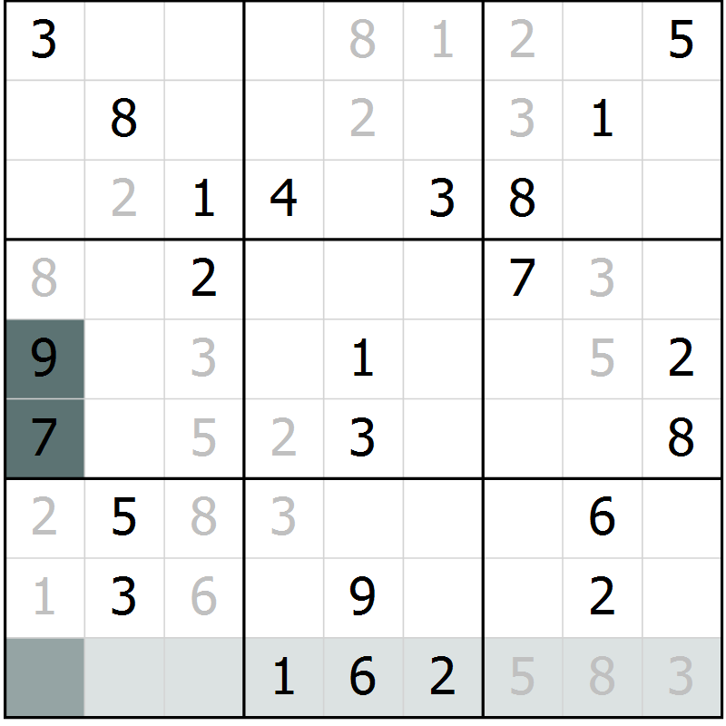 Position des candidats pour la solution de la Gr 73 page 75 du magazine de sudoku Expert n° 019