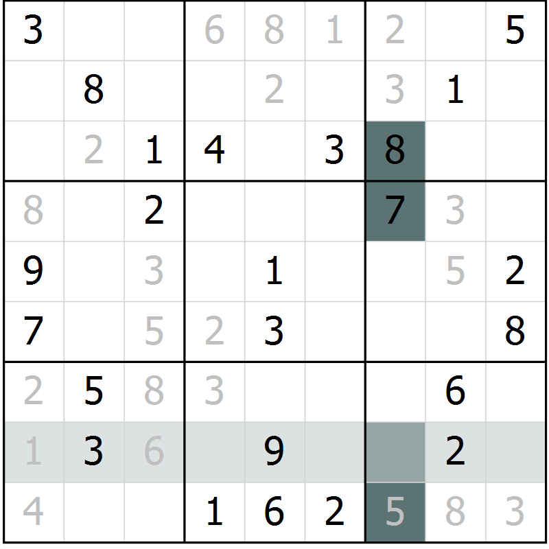 Position des candidats pour la solution de la Gr 73 page 75 du magazine de sudoku Expert n° 019