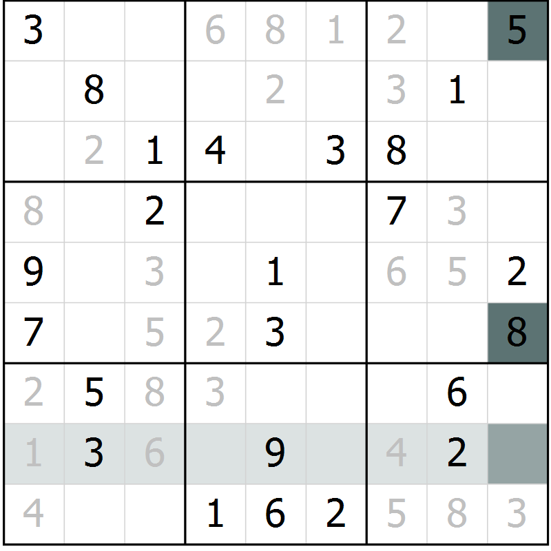 Position des candidats pour la solution de la Gr 73 page 75 du magazine de sudoku Expert n° 019