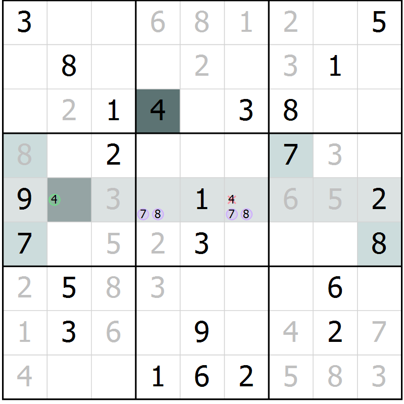 Position des candidats pour la solution de la Gr 73 page 75 du magazine de sudoku Expert n° 019
