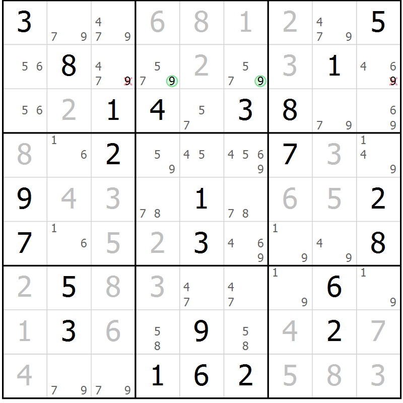 Position des candidats pour la solution de la Gr 73 page 75 du magazine de sudoku Expert n° 019