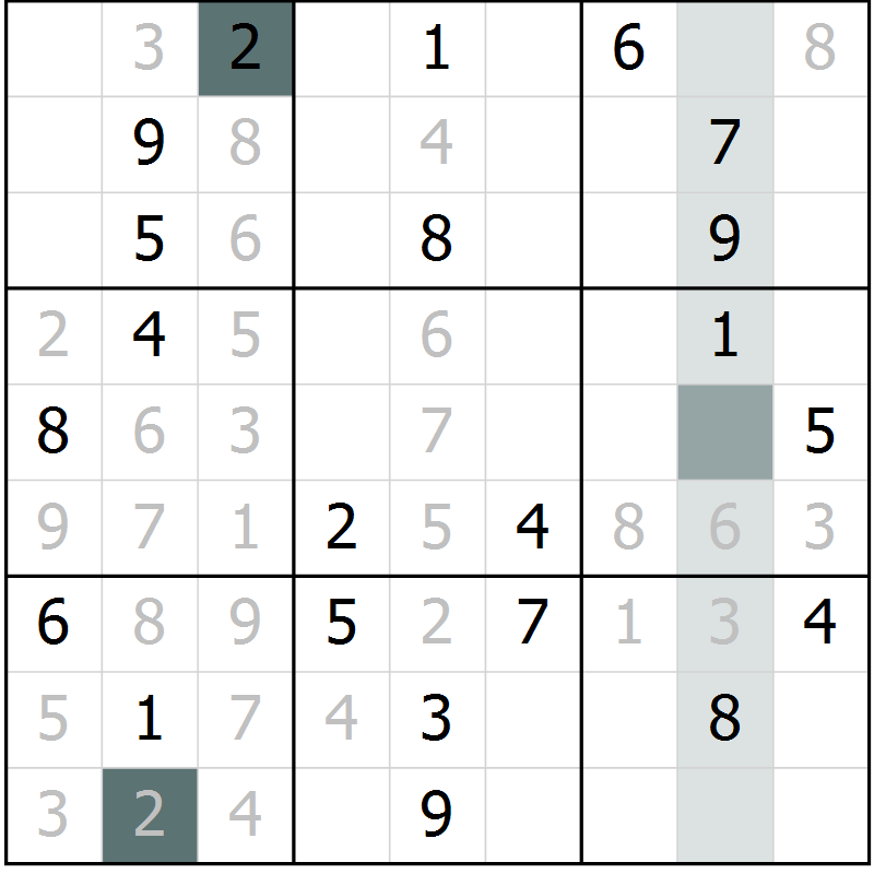 Position des candidats pour la solution de la Gr 8 page 10 du magazine de sudoku Expert n° 019
