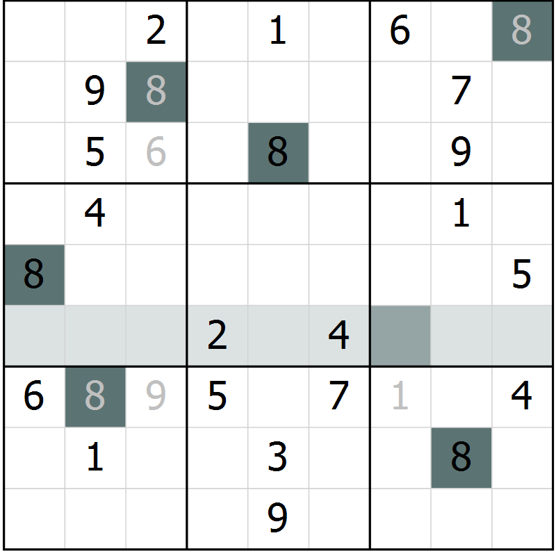 Position des candidats pour la solution de la Gr 8 page 10 du magazine de sudoku Expert n° 019