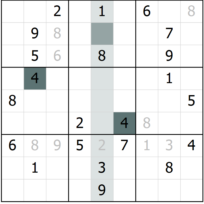 Position des candidats pour la solution de la Gr 8 page 10 du magazine de sudoku Expert n° 019