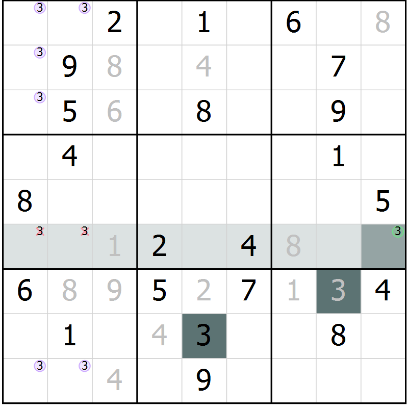 Position des candidats pour la solution de la Gr 8 page 10 du magazine de sudoku Expert n° 019
