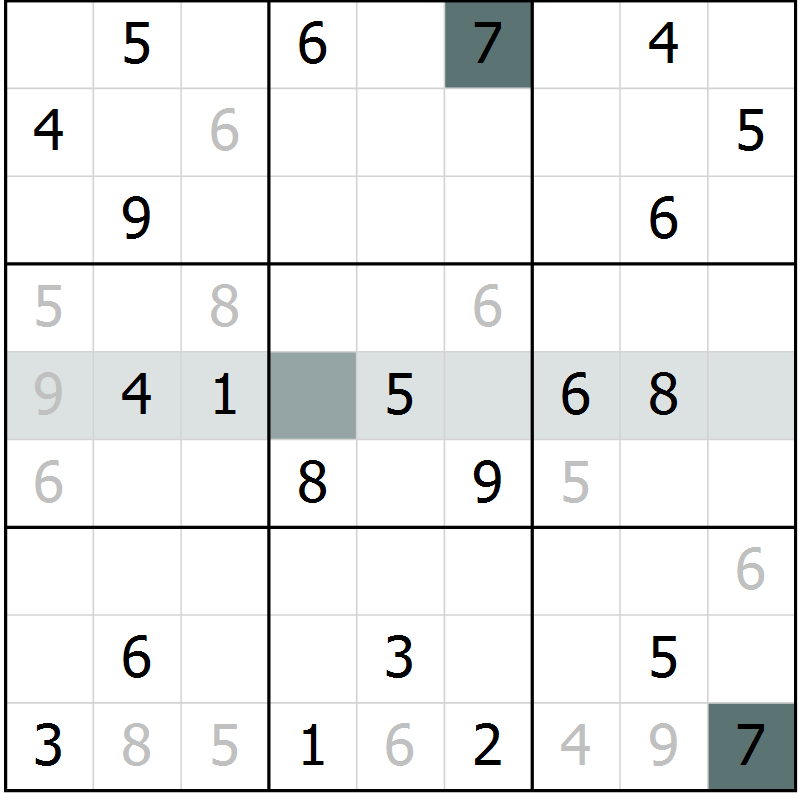 Position des candidats pour la solution de la Gr 9 page 11 du magazine de sudoku Expert n° 019