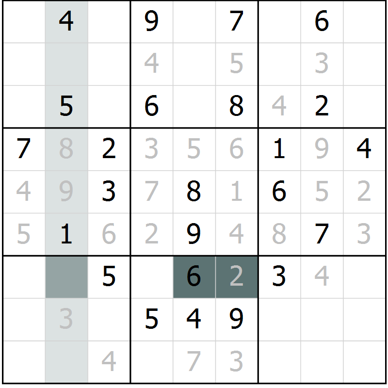 Position des candidats pour la solution de la Gr 1 page 3 du magazine de sudoku Expert n° 020