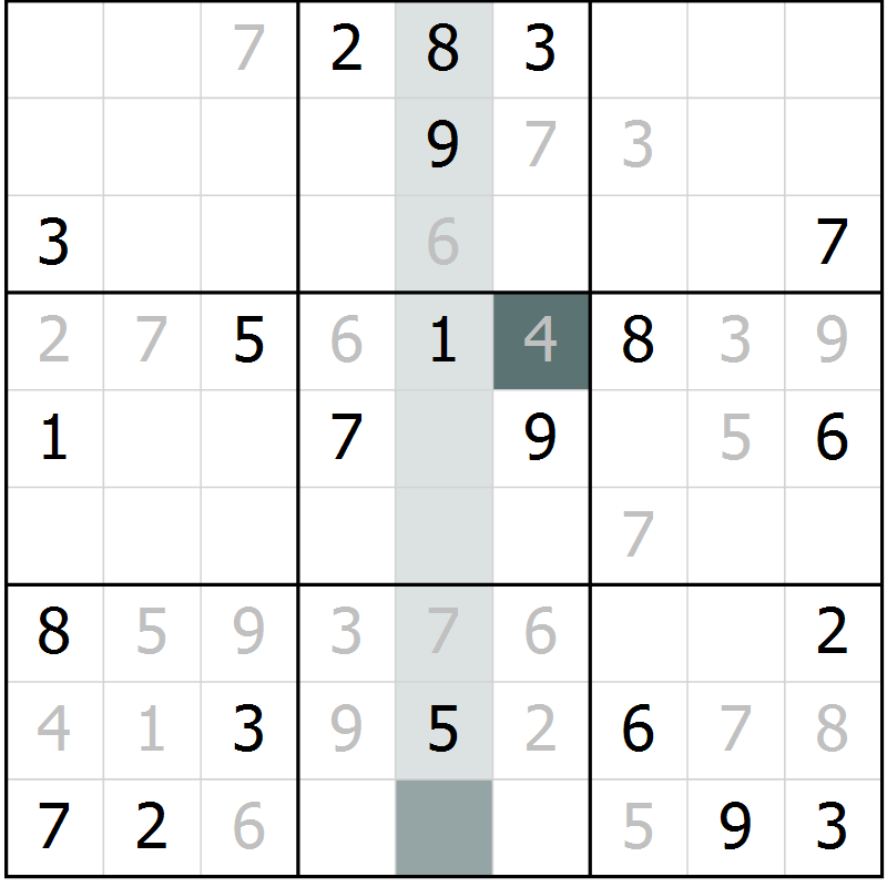Position des candidats pour la solution de la Gr 10 page 12 du magazine de sudoku Expert n° 020