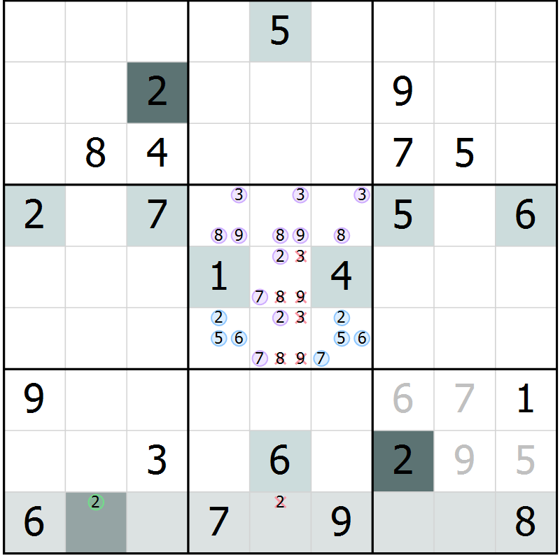 Position des candidats pour la solution de la Gr 11 page 13 du magazine de sudoku Expert n° 020