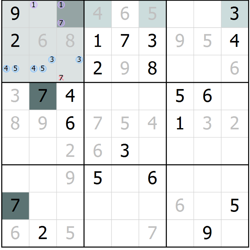 Position des candidats pour la solution de la Gr 12 page 14 du magazine de sudoku Expert n° 020