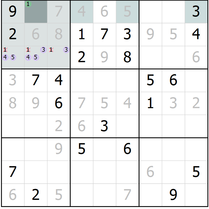 Position des candidats pour la solution de la Gr 12 page 14 du magazine de sudoku Expert n° 020