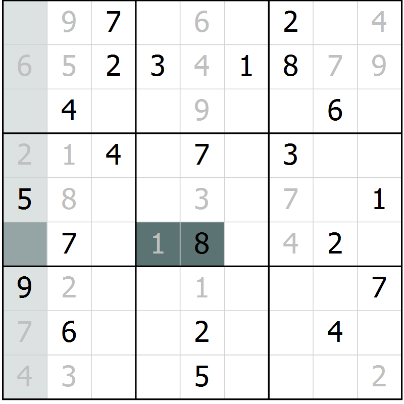 Position des candidats pour la solution de la Gr 13 page 15 du magazine de sudoku Expert n° 020