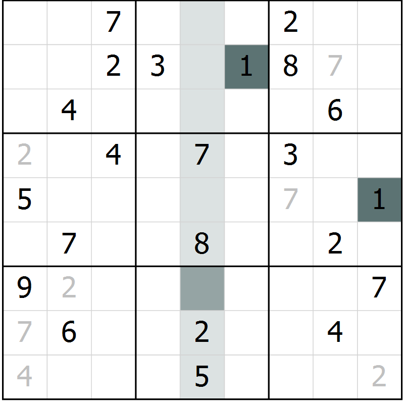Position des candidats pour la solution de la Gr 13 page 15 du magazine de sudoku Expert n° 020