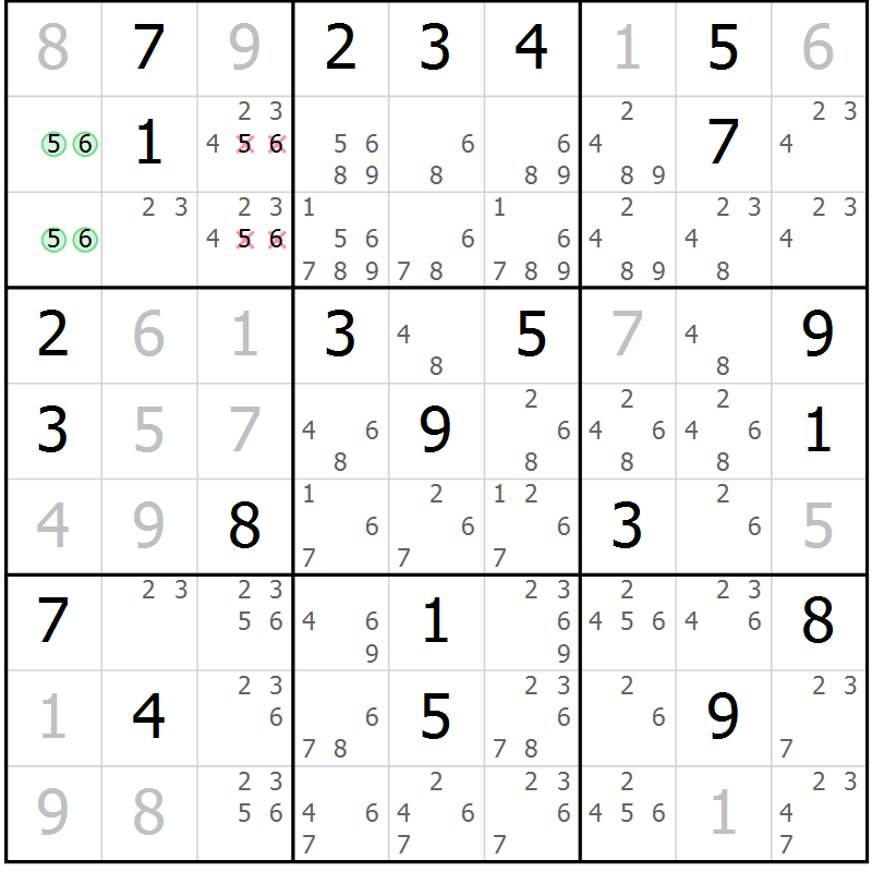 Position des candidats pour la solution de la Gr 14 page 16 du magazine de sudoku Expert n° 020