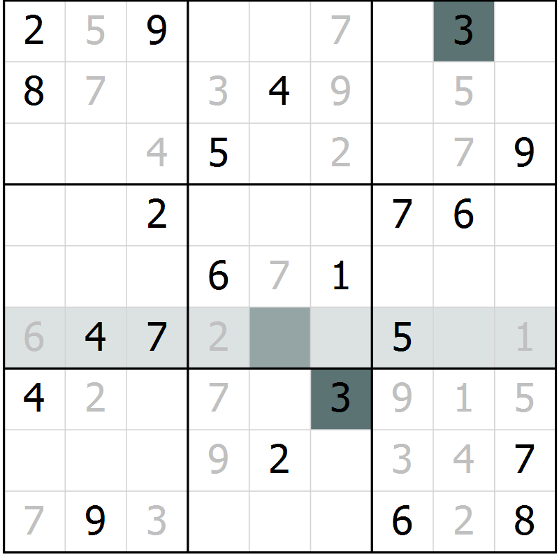 Position des candidats pour la solution de la Gr 16 page 18 du magazine de sudoku Expert n° 020