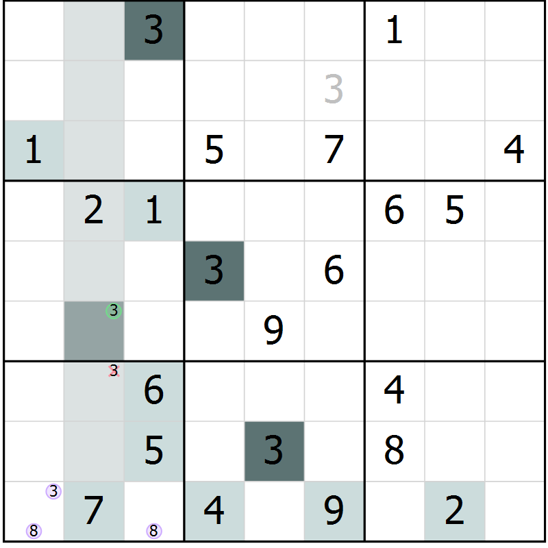 Position des candidats pour la solution de la Gr 17 page 19 du magazine de sudoku Expert n° 020