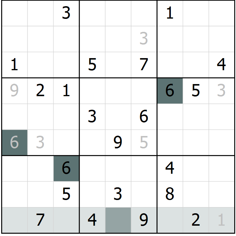 Position des candidats pour la solution de la Gr 17 page 19 du magazine de sudoku Expert n° 020