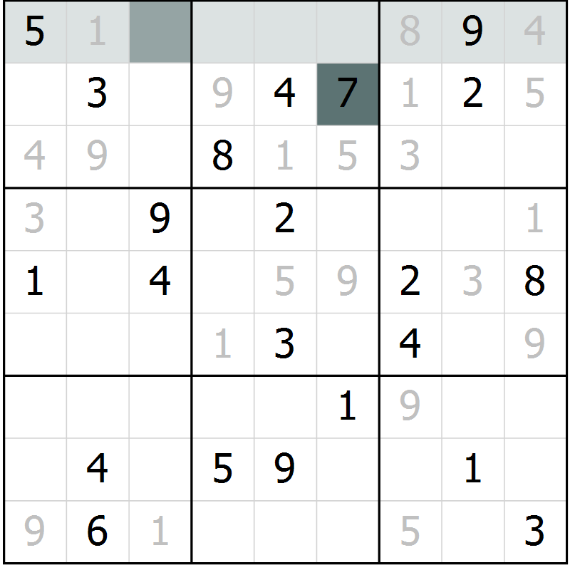 Position des candidats pour la solution de la Gr 18 page 20 du magazine de sudoku Expert n° 020