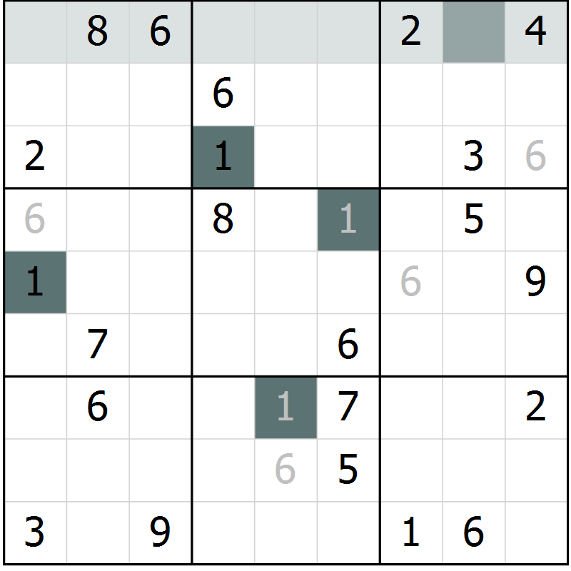 Position des candidats pour la solution de la Gr 19 page 21 du magazine de sudoku Expert n° 020