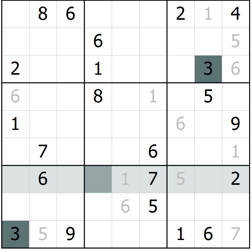 Position des candidats pour la solution de la Gr 19 page 21 du magazine de sudoku Expert n° 020