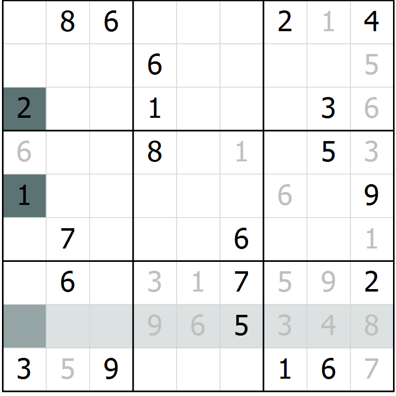 Position des candidats pour la solution de la Gr 19 page 21 du magazine de sudoku Expert n° 020