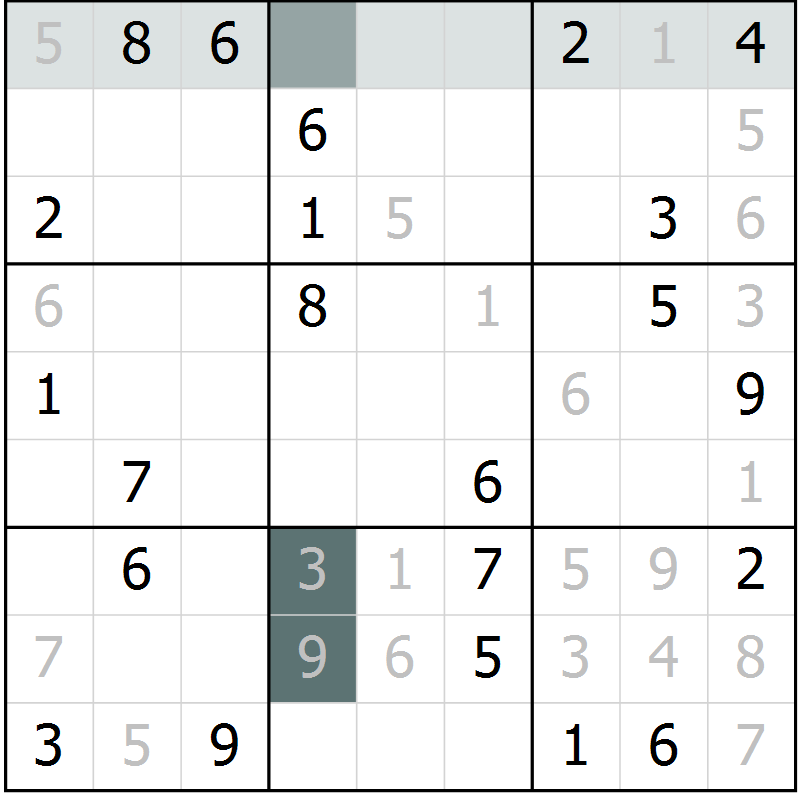 Position des candidats pour la solution de la Gr 19 page 21 du magazine de sudoku Expert n° 020