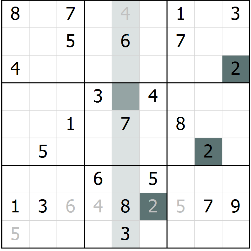 Position des candidats pour la solution de la Gr 2 page 4 du magazine de sudoku Expert n° 020