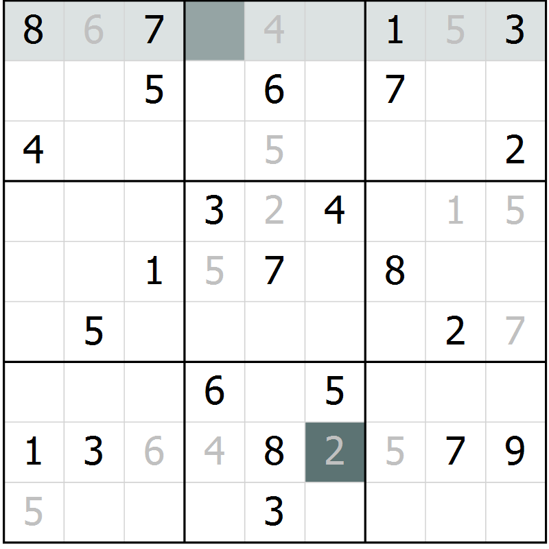 Position des candidats pour la solution de la Gr 2 page 4 du magazine de sudoku Expert n° 020
