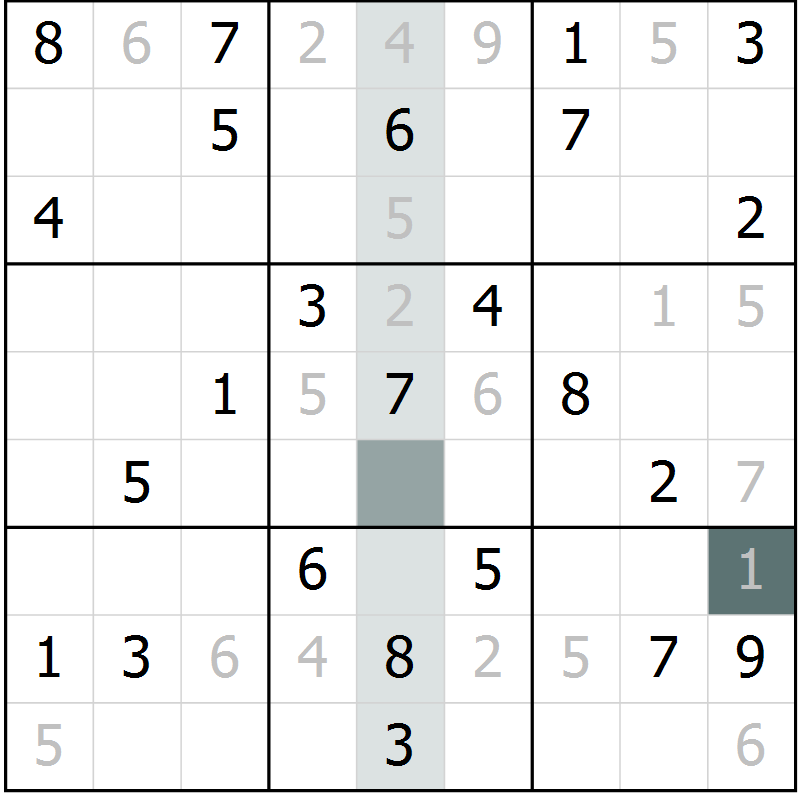 Position des candidats pour la solution de la Gr 2 page 4 du magazine de sudoku Expert n° 020