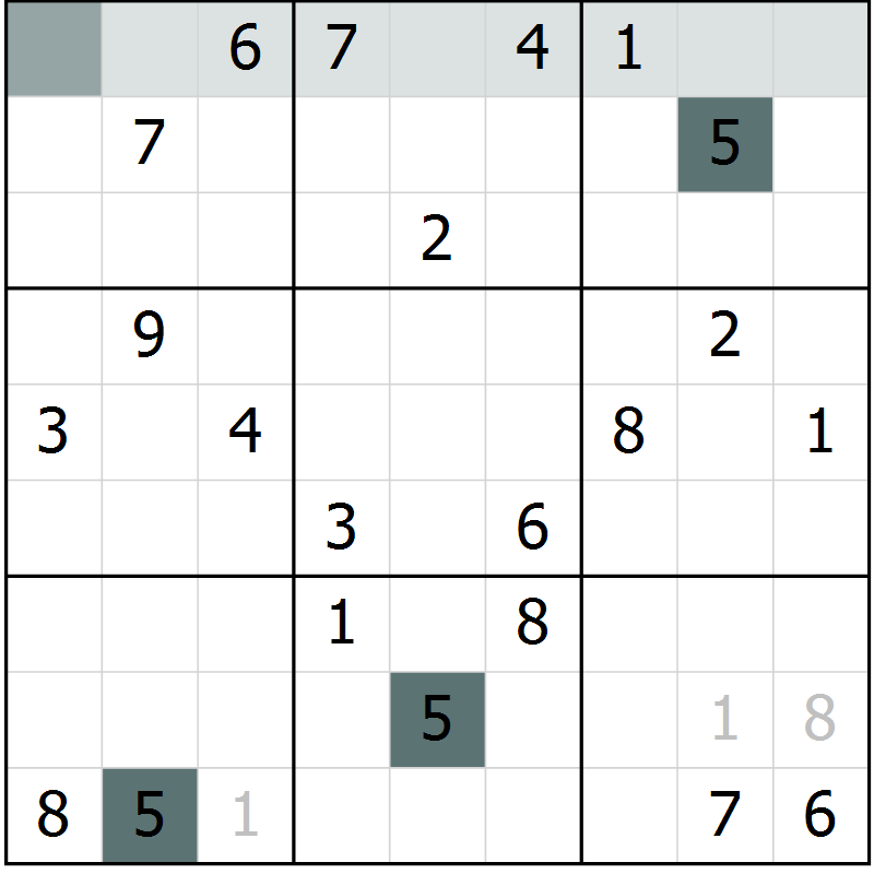 Position des candidats pour la solution de la Gr 20 page 22 du magazine de sudoku Expert n° 020