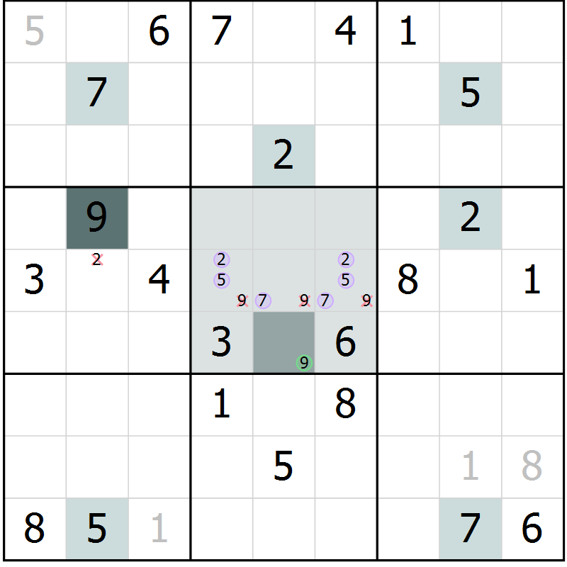 Position des candidats pour la solution de la Gr 20 page 22 du magazine de sudoku Expert n° 020