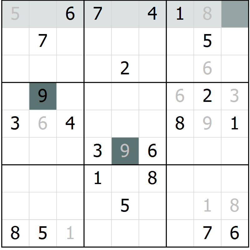 Position des candidats pour la solution de la Gr 20 page 22 du magazine de sudoku Expert n° 020