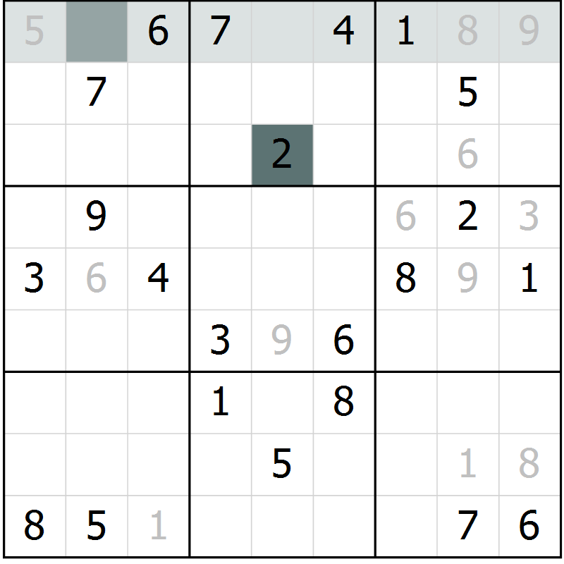 Position des candidats pour la solution de la Gr 20 page 22 du magazine de sudoku Expert n° 020