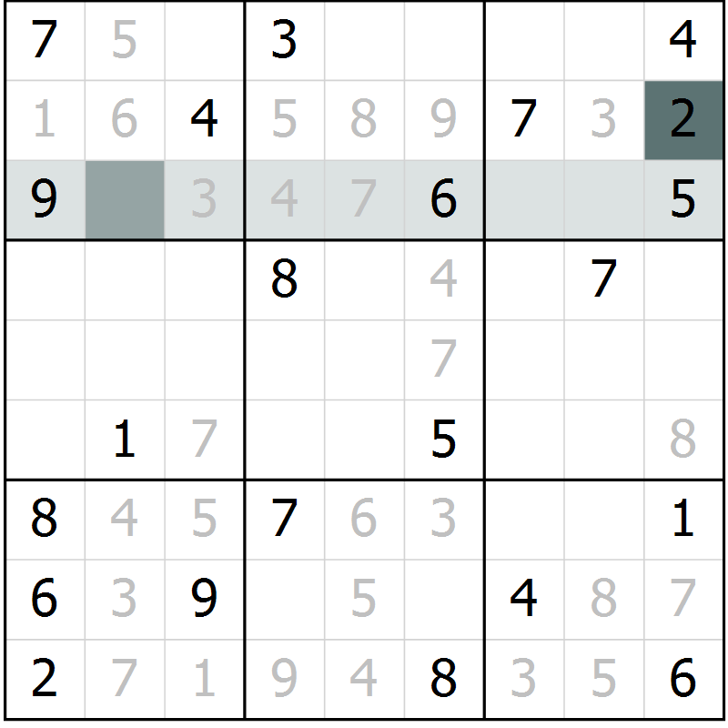 Position des candidats pour la solution de la Gr 21 page 23 du magazine de sudoku Expert n° 020