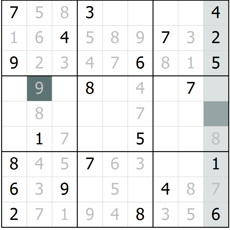 Position des candidats pour la solution de la Gr 21 page 23 du magazine de sudoku Expert n° 020