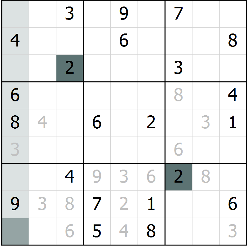 Position des candidats pour la solution de la Gr 22 page 24 du magazine de sudoku Expert n° 020