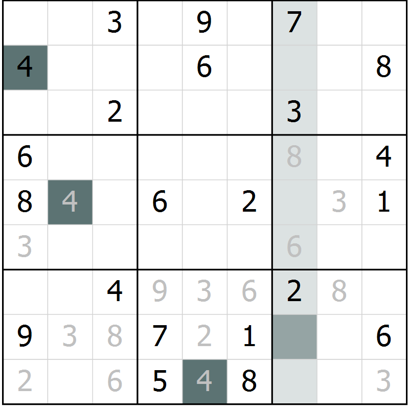 Position des candidats pour la solution de la Gr 22 page 24 du magazine de sudoku Expert n° 020