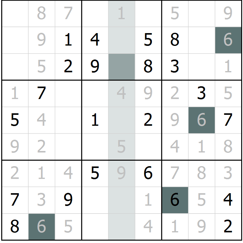 Position des candidats pour la solution de la Gr 23 page 25 du magazine de sudoku Expert n° 020