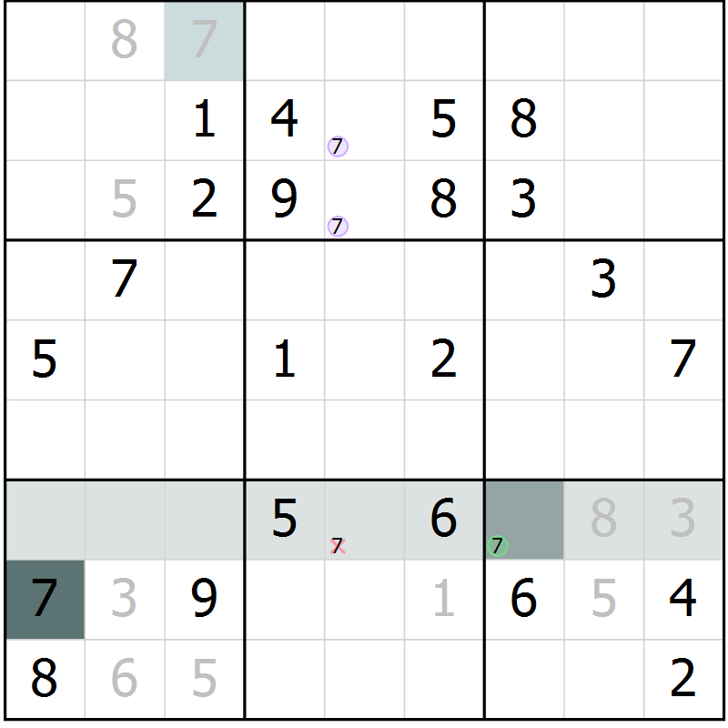 Position des candidats pour la solution de la Gr 23 page 25 du magazine de sudoku Expert n° 020