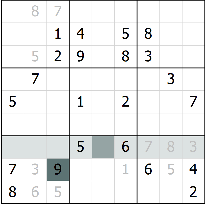 Position des candidats pour la solution de la Gr 23 page 25 du magazine de sudoku Expert n° 020