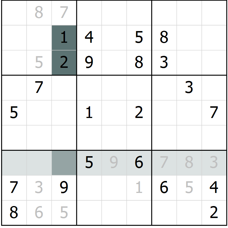 Position des candidats pour la solution de la Gr 23 page 25 du magazine de sudoku Expert n° 020