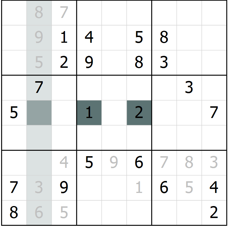 Position des candidats pour la solution de la Gr 23 page 25 du magazine de sudoku Expert n° 020