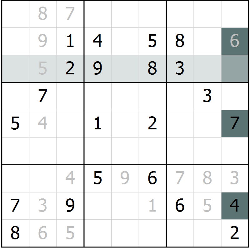 Position des candidats pour la solution de la Gr 23 page 25 du magazine de sudoku Expert n° 020