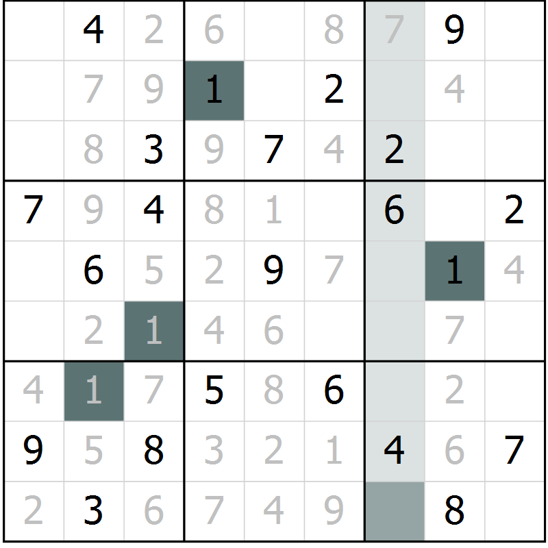 Position des candidats pour la solution de la Gr 24 page 26 du magazine de sudoku Expert n° 020
